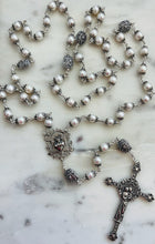 Load image into Gallery viewer, Stunning Freshwater Pearl and Sterling Silver Rosary - Sacred Heart