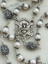 Load image into Gallery viewer, Stunning Freshwater Pearl and Sterling Silver Rosary - Sacred Heart