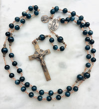 Load image into Gallery viewer, Large Bronze Rosary - Stella Maris - Blue Tiger Eye - Saint Paul