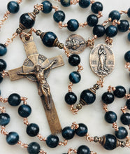 Load image into Gallery viewer, Large Bronze Rosary - Stella Maris - Blue Tiger Eye - Saint Paul