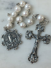 Load image into Gallery viewer, Sterling Silver Our Lady of Fatima Rosary: Freshwater Pearl Tenner