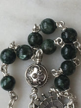 Load image into Gallery viewer, Pocket Servite Rosary - Seraphinite Gemstones - Sterling and Sterling Silver - Seven Sorrows Chaplet - Our Lady of Sorrows CeCeAgnes