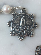 Load image into Gallery viewer, Sterling Silver Our Lady of Fatima Rosary: Freshwater Pearl Tenner