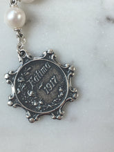 Load image into Gallery viewer, Sterling Silver Our Lady of Fatima Rosary: Freshwater Pearl Tenner