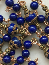 Load image into Gallery viewer, Saint Michael Chaplet - Wire wrapped - Lapis Lazuli Gemstones - Bronze - St. Michael and Angels Crucifix