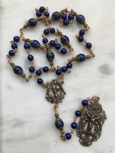 Load image into Gallery viewer, Saint Michael Chaplet - Wire wrapped - Lapis Lazuli Gemstones - Bronze - St. Michael and Angels Crucifix CeCeAgnes