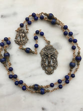 Load image into Gallery viewer, Saint Michael Chaplet - Wire wrapped - Lapis Lazuli Gemstones - Bronze - St. Michael and Angels Crucifix CeCeAgnes