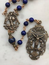 Load image into Gallery viewer, Saint Michael Chaplet - Wire wrapped - Lapis Lazuli Gemstones - Bronze - St. Michael and Angels Crucifix CeCeAgnes