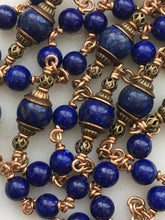Load image into Gallery viewer, Saint Michael Chaplet - Wire wrapped - Lapis Lazuli Gemstones - Bronze - St. Michael and Angels Crucifix CeCeAgnes