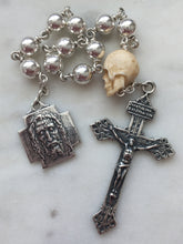 Load image into Gallery viewer, Memento Mori Rosary - Holy Face of Jesus - Ox Bone Skull - Sterling Silver - Wire-wrapped Tenner - Pardon Crucifix