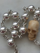 Load image into Gallery viewer, Memento Mori Rosary: Sterling Silver, Ox Bone Skull, Holy Face