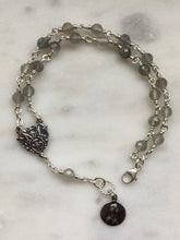 Load image into Gallery viewer, Sterling Silver Labradorite Rosary Bracelet: Wire-Wrapped Medals