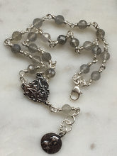 Load image into Gallery viewer, Beautiful All Sterling Labradorite Wire-wrapped Rosary Bracelet Sterling medals CeCeAgnes