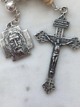 Load image into Gallery viewer, Memento Mori Rosary - Holy Face of Jesus - Ox Bone Skull - Sterling Silver - Wire-wrapped Tenner - Pardon Crucifix