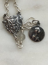 Load image into Gallery viewer, Sterling Silver Labradorite Rosary Bracelet: Wire-Wrapped Medals