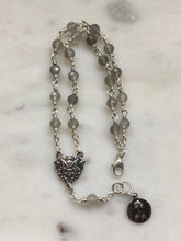 Load image into Gallery viewer, Sterling Silver Labradorite Rosary Bracelet: Wire-Wrapped Medals