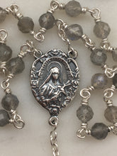 Load image into Gallery viewer, Saint Therese Chaplet - Faceted Labradorite - Roses Crucifix - Sterling Silver CeCeAgnes
