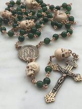 Load image into Gallery viewer, Memento Mori Rosary - Russian Jade and Bronze - Holy Face of Jesus and Pardon Crucifix