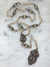 Load image into Gallery viewer, Saint Michael Chaplet - Wire wrapped - Lemon Quartz and Citrine Gemstones - Bronze - St. Michael and Angels Crucifix