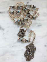 Load image into Gallery viewer, Saint Michael Chaplet - Wire wrapped - Lemon Quartz and Citrine Gemstones - Bronze - St. Michael and Angels Crucifix