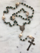 Load image into Gallery viewer, Memento Mori Rosary - Russian Jade and Bronze - Holy Face of Jesus and Pardon Crucifix