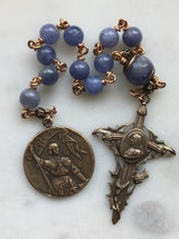 Load image into Gallery viewer, Tanzanite Rosary: Bronze Joan of Arc One Decade Pocket Prayer Beads