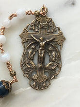 Load image into Gallery viewer, Saint Michael Chaplet - Wire wrapped - Moonstone and Kyanite Gemstones - Bronze - St. Michael and Angels Crucifix CeCeAgnes