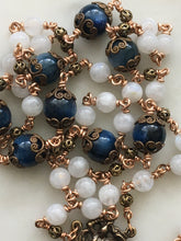 Load image into Gallery viewer, Saint Michael Chaplet - Wire wrapped - Moonstone and Kyanite Gemstones - Bronze - St. Michael and Angels Crucifix CeCeAgnes