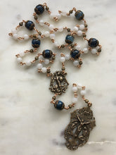 Load image into Gallery viewer, St. Michael Chaplet: Moonstone Kyanite Gemstones, Bronze Crucifix