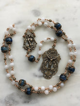 Load image into Gallery viewer, Saint Michael Chaplet - Wire wrapped - Moonstone and Kyanite Gemstones - Bronze - St. Michael and Angels Crucifix CeCeAgnes