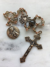 Load image into Gallery viewer, Pocket Servite Rosary - Labradorite - Bronze - Seven Sorrows Chaplet - Our Lady of Sorrows