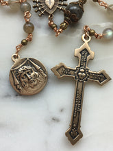 Load image into Gallery viewer, Pocket Servite Rosary - Labradorite - Bronze - Seven Sorrows Chaplet - Our Lady of Sorrows