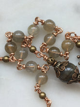 Load image into Gallery viewer, Pocket Servite Rosary - Labradorite - Bronze - Seven Sorrows Chaplet - Our Lady of Sorrows