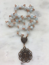 Load image into Gallery viewer, Petite Blessed Sacrament Chaplet - Bronze and Aquamarine - Wire-wrapped