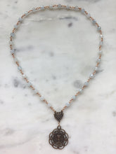 Load image into Gallery viewer, Petite Blessed Sacrament Chaplet - Bronze and Aquamarine - Wire-wrapped