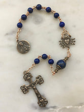 Load image into Gallery viewer, Pocket Servite Rosary - Lapis - Bronze - Seven Sorrows Chaplet - Our Lady of Sorrows CeCeAgnes
