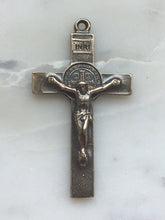 Load image into Gallery viewer, Saint Benedict Crucifix Pendant: 1425 Bronze, Antique French Reproduction