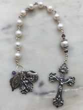 Load image into Gallery viewer, Handmade Sterling Silver Single Decade Rosary: Freshwater Pearls, St. Michael