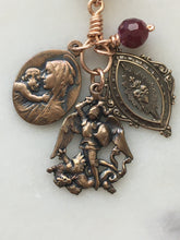 Load image into Gallery viewer, Freshwater Pearl Single Decade Rosary: Bronze St. Michael, Mary, Sacred Heart