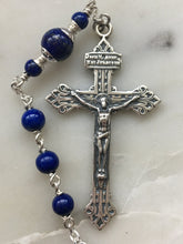 Load image into Gallery viewer, Sterling Silver Lapis Lazuli Rosary: Pardon Crucifix Sacred Heart Saint Michael