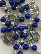 Load image into Gallery viewer, Sterling Silver Lapis Lazuli Gemstone Rosary - Pardon Crucifix - Antique French Reproduction Medals