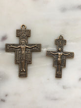 Load image into Gallery viewer, San Damiano Crucifix Pendant: 991 St. Francis Prayer, Bronze Rosary Parts