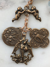 Load image into Gallery viewer, Angels Pocket Rosary - Blue Topaz and Bronze - Archangels Rosary - Michael, Gabriel, Raphael CeCeAgnes