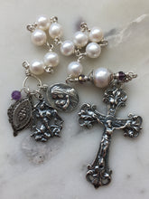 Load image into Gallery viewer, Handmade Sterling Silver Single Decade Rosary: Freshwater Pearls, St. Michael