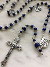Load image into Gallery viewer, Sterling Silver Lapis Lazuli Rosary: Pardon Crucifix Sacred Heart Saint Michael