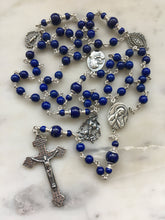 Load image into Gallery viewer, Sterling Silver Lapis Lazuli Gemstone Rosary - Pardon Crucifix - Antique French Reproduction Medals