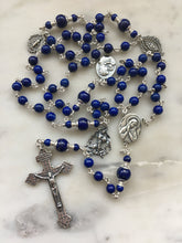 Load image into Gallery viewer, Sterling Silver Lapis Lazuli Rosary: Pardon Crucifix Sacred Heart Saint Michael