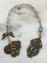 Load image into Gallery viewer, Angels Pocket Rosary - Blue Topaz and Bronze - Archangels Rosary - Michael, Gabriel, Raphael CeCeAgnes
