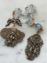 Load image into Gallery viewer, Angels Pocket Rosary - Blue Topaz and Bronze - Archangels Rosary - Michael, Gabriel, Raphael CeCeAgnes