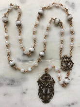 Load image into Gallery viewer, Saint Michael Chaplet - Wire wrapped - Moonstone Gemstones - Bronze - St. Michael and Angels Crucifix CeCeAgnes